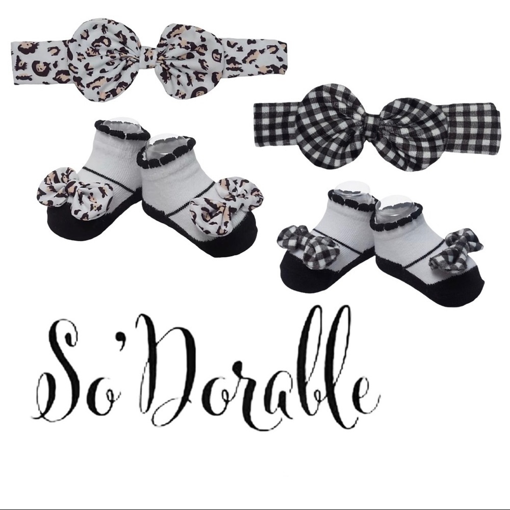 NWT So' Dorable Bow Headband and Bootie Set